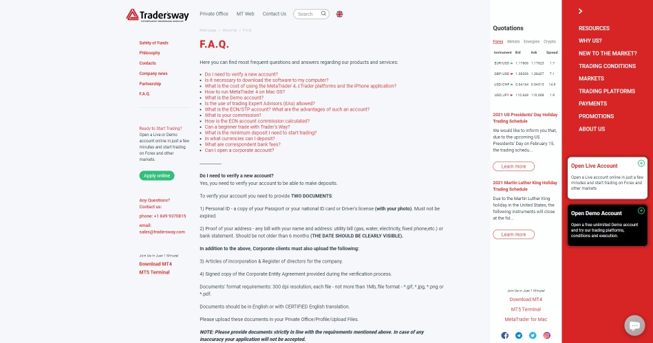 TradersWay Review FAQ section TradersWay Review FAQ section